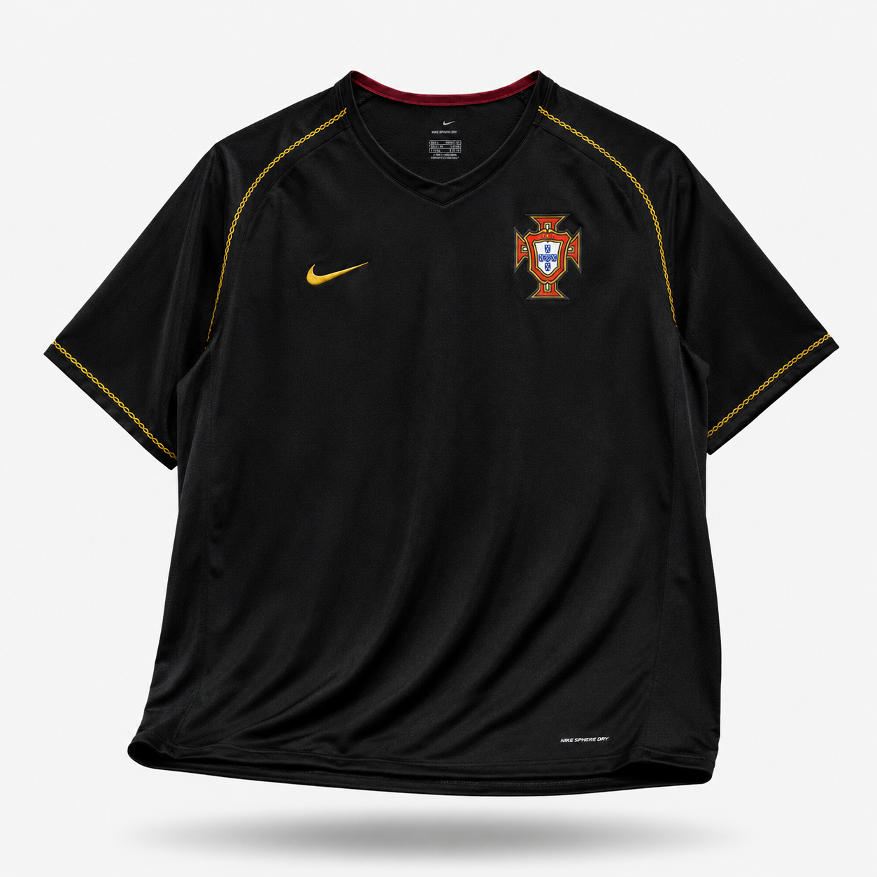 Nike Portugal Football Team Jersey Black Gold 2006 Vintage Size L