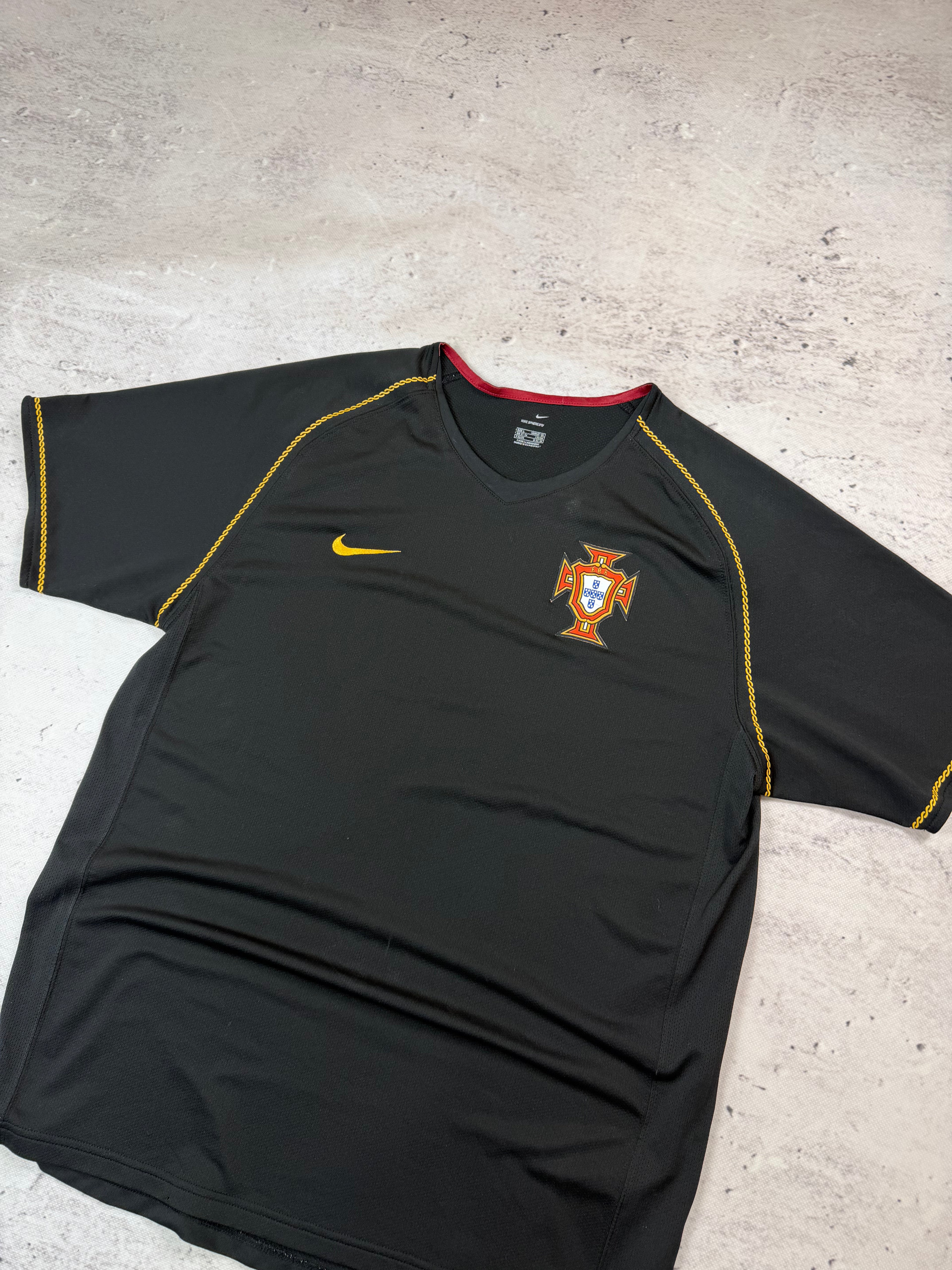 Nike Portugal Football Team Jersey Black Gold 2006 Vintage Size L